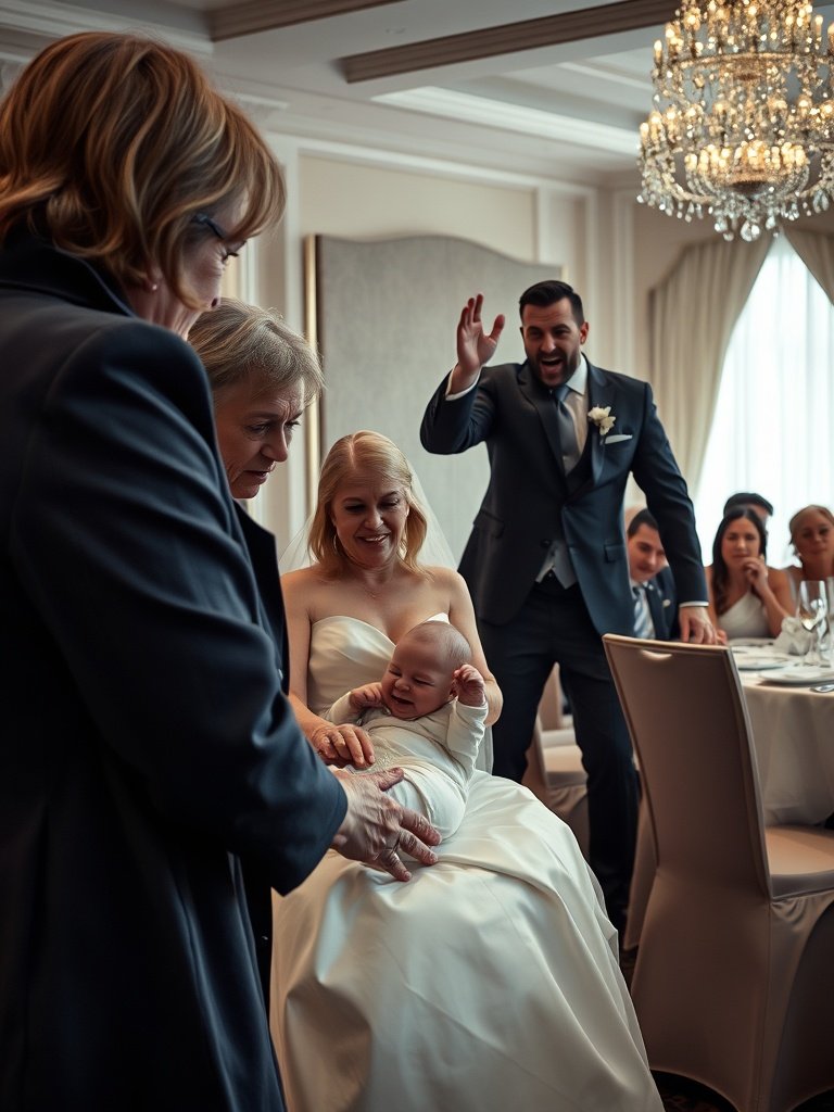 The Banquet Hall Rejection And The Newborn Baby In White Satin